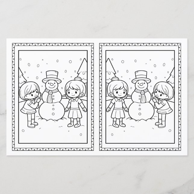Kids Colour Snowman Paper Weihnachtskarte (Vorderseite)