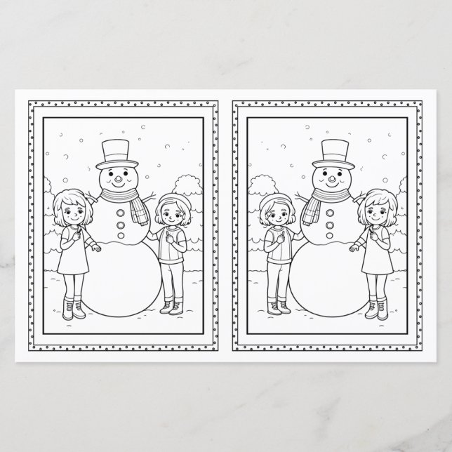 Kids Colour Snowman Paper Weihnachtskarte (Vorderseite)