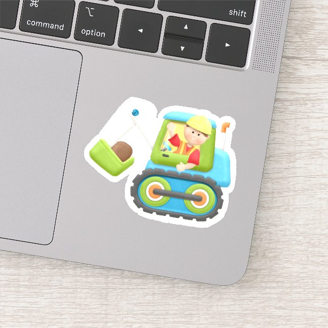 Kids Construction Bulldozer Die Sticker Decal schn (Detail)