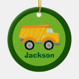 Kids Construction Dump Truck Custom Boys Monogram Keramik Ornament