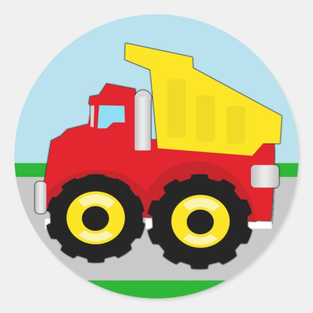 Kids Construction Dumptruck Runder Aufkleber (Vorderseite)