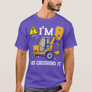Kids Construction Truck 8th Birthday 8 Years Old D T-Shirt