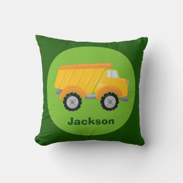 Kids Construction Vehicle Dump Truck Custom Boys Kissen (Vorderseite)