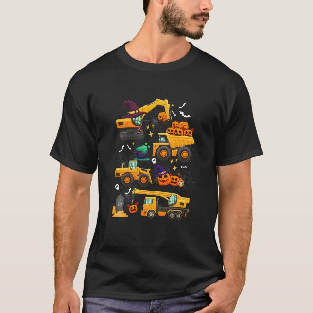 Kids Construction Vehicle Halloween Crane Truck Pu T-Shirt (Vorderseite)