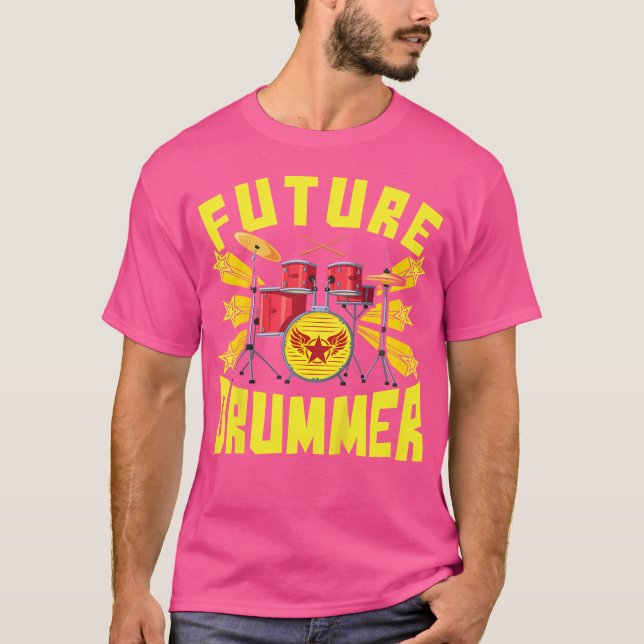 Kids Cool Future Drummer Funny Drum Set Player Mus T-Shirt (Vorderseite)