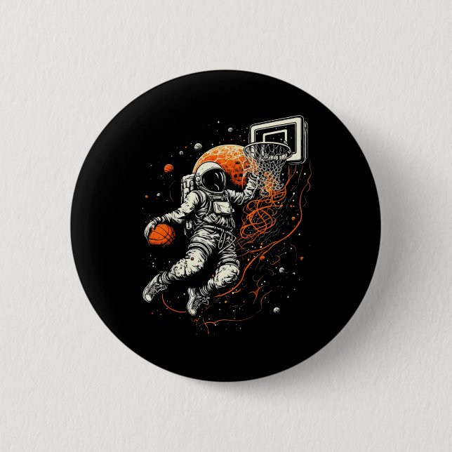 Kids Cool Space Basketball mit Astronautin Button (Vorderseite)