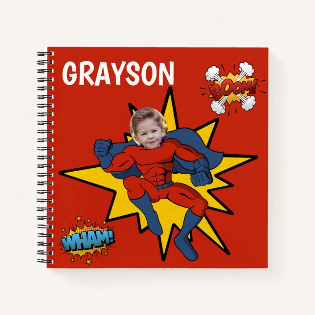 Kids Cool Superhero Foto Notizbuch (Vorderseite)