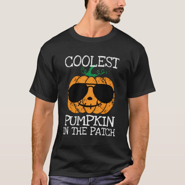 Kids Cooler Kürbis in der Patchhalbling, Jungs G T-Shirt (Vorderseite)