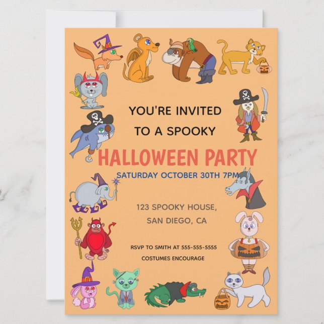 Kids Costume Party Halloween Einladung (Vorderseite)