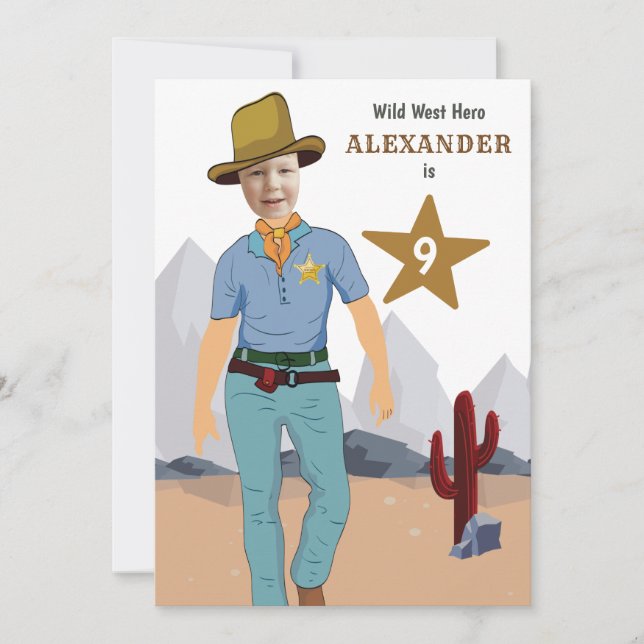Kids Cowboy Special Sheriff Original ADD Foto Inv Einladung (Vorderseite)