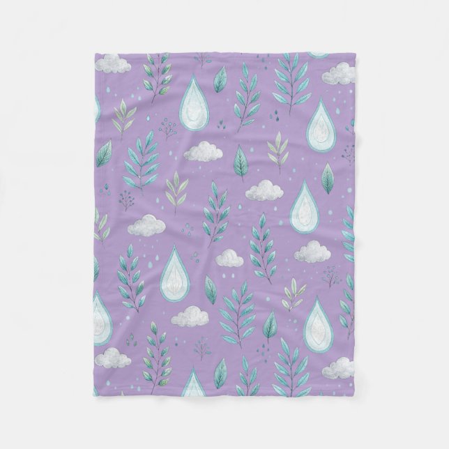 Kids Cozy Lavender Raindrop Throw Blanket Fleecedecke (Vorderseite)