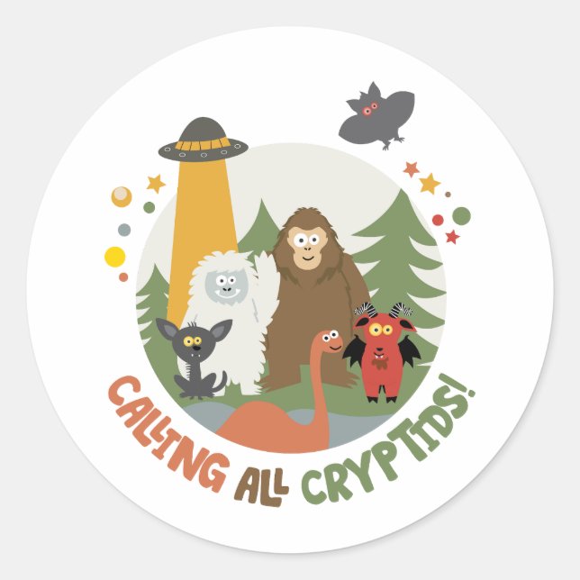 Kids Cryptid Club T - Shirt Classic Round Sticker (Vorderseite)