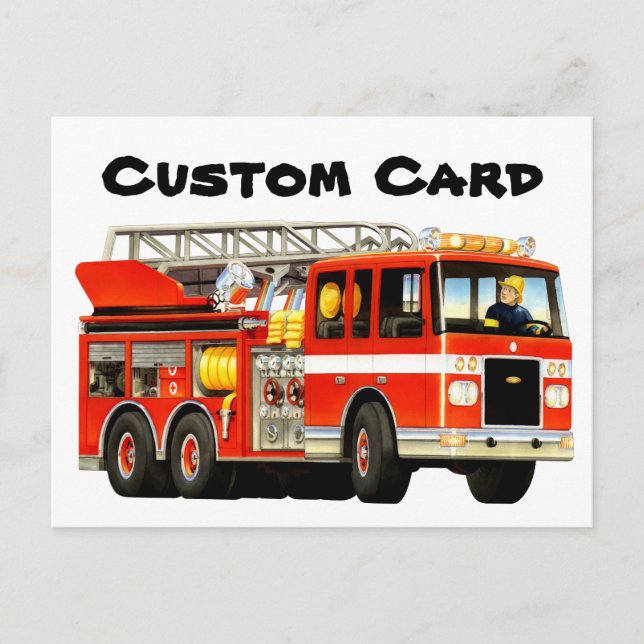 Kid's Custom Fire Truck Postkarte (Vorderseite)