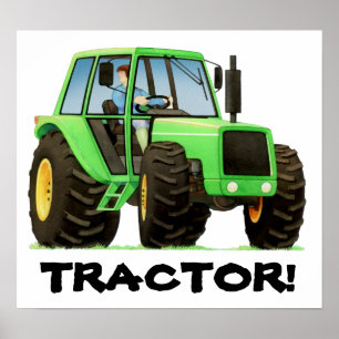 Kids Custom Green Traktor Poster