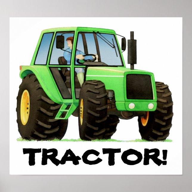Kids Custom Green Traktor Poster (Vorne)