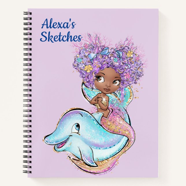 Kids Custom Mermaid Sketch Notizbuch (Vorderseite)
