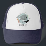 Kids Cute Blue Ocean Whale and Sea Fish Truckerkappe<br><div class="desc">This cute and modern kids trucker trucker design a blue whale, fish, orca, and seaweed, and space for your to add your child's name. Die perfekte Gift for any ocean lover!</div>