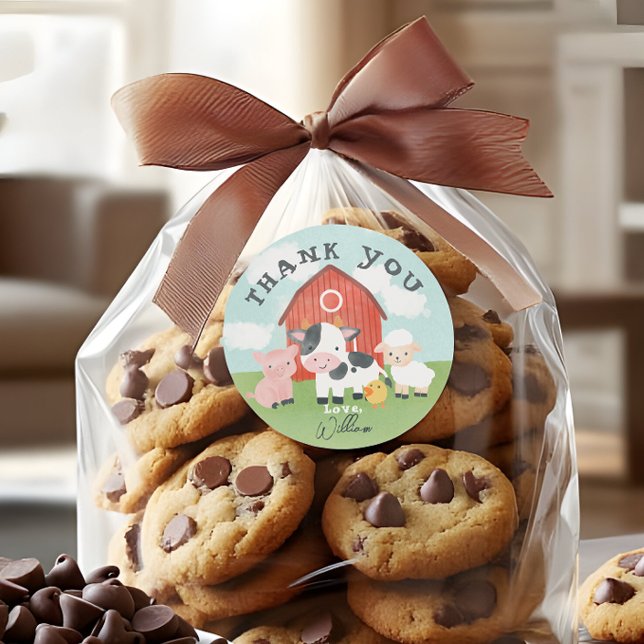 Kids Cute Farm Animal Barnyard Birthday Favor Runder Aufkleber (Von Creator hochgeladen)