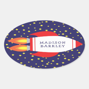 Kids Cute Rocket Nom du navire Enveloppe Stickers 
