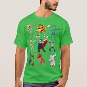 Kids Dabbing Halloween Skeleton Zombie Beängstigen T-Shirt