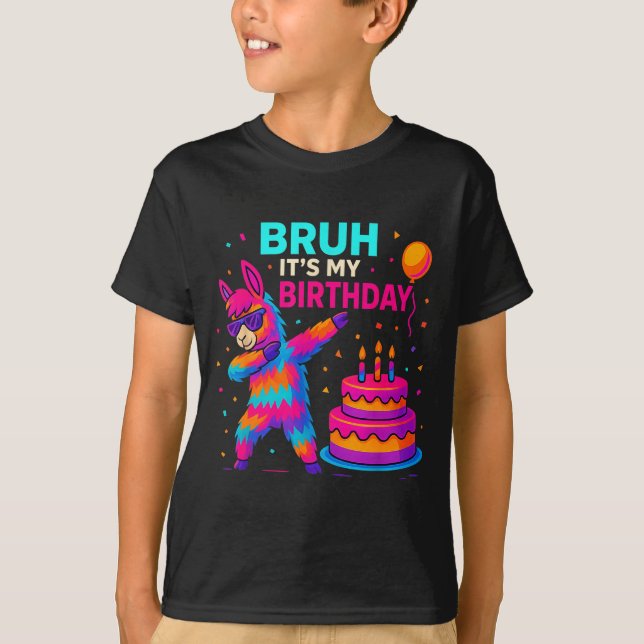 Kids Dabbing Llama Birthday Funny Bday Party Tee  (Vorderseite)