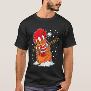 Kids Dabbing Snowman Basketball Christmas San T-Shirt