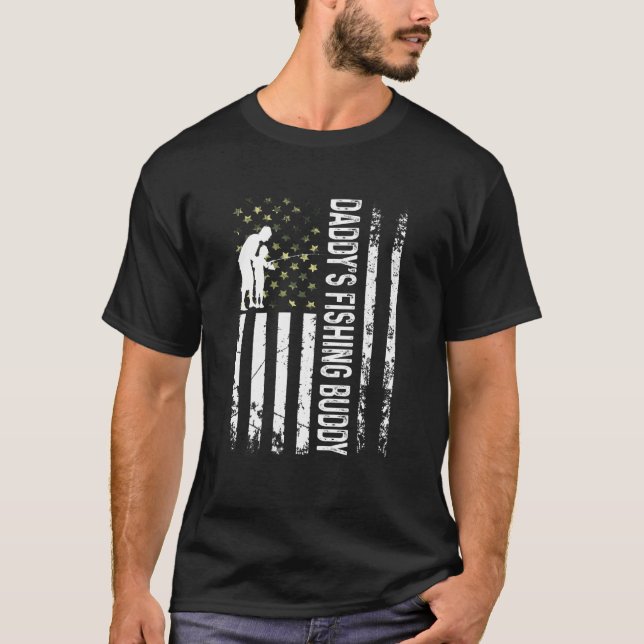Kids Daddy's Fishing Buddy Vater Son Team Young Fi T-Shirt (Vorderseite)