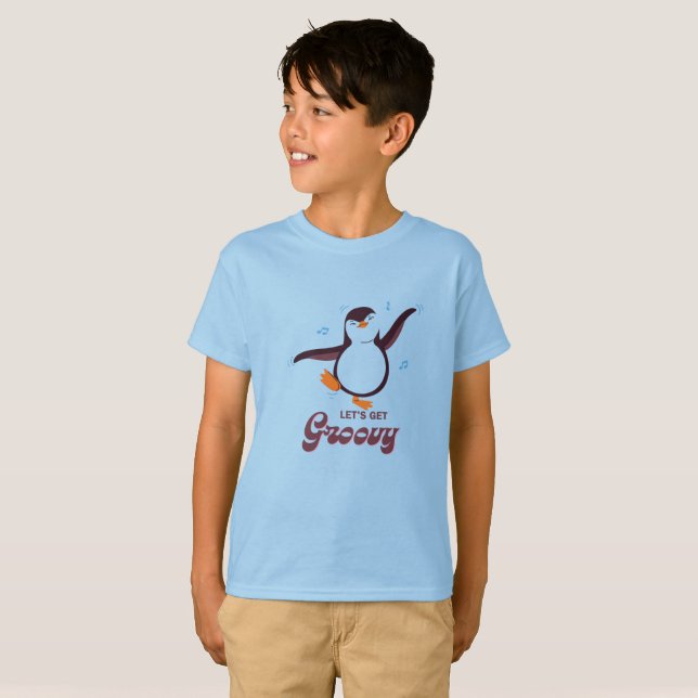 Kids Dancing Penguin T-Shirt | “Let’s Get Groovy”  (Vorne ganz)
