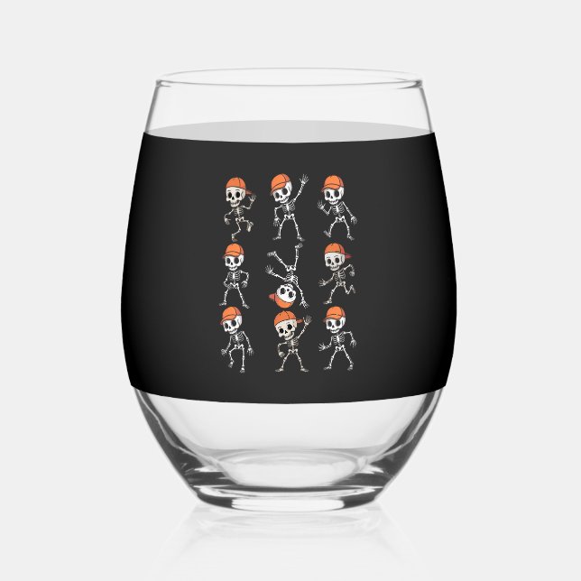 Kids Dancing Skeleton Halloween Weinglas Ohne Stiel (Vorderseite)
