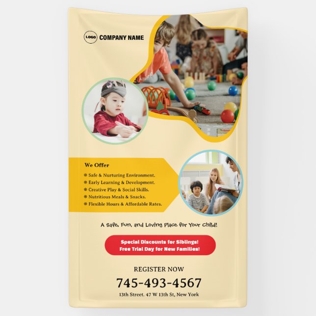Kids Daycare Custom Editable Banner (Vertikal)