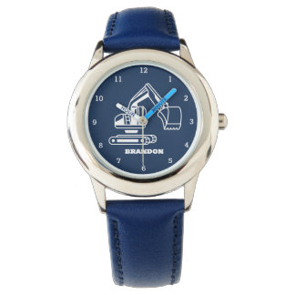 Kids Digger Boys Blue Individuelle Name Armbanduhr