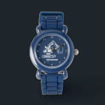 Kids Digger Boys Blue Individuelle Name Armbanduhr<br><div class="desc">Blau, graben, Konstruktion, Fahrzeug, Transport, Uhr für Kinder. Gewohnt, Kinder, Name, Stahlblau Jungs sehen zu. Personalisieren Sie es mit dem Namen Ihres Kindes.</div>
