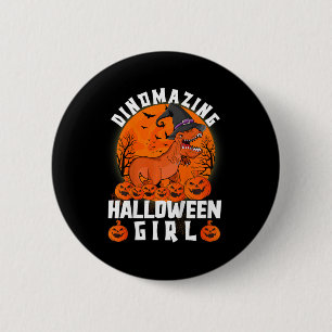 Kids Dinomazish Halloween Girl Dinosaur Sprichwort Button