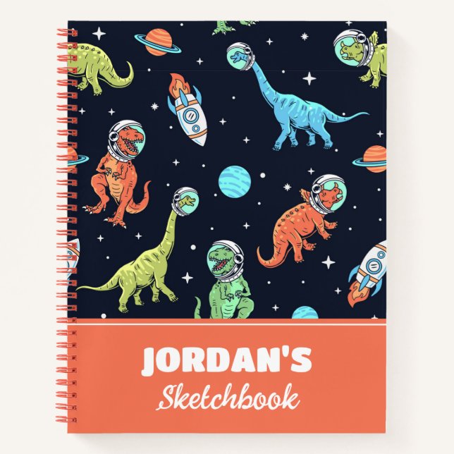 Kids Dinosaur Astronaut | Kinderskizze Notizbuch (Vorderseite)