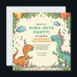 Kids Dinosaur Birthday Einladung<br><div class="desc">Eine lustige Geburtstagsfeier mit Dinosauriern, die Party-Hüte tragen.</div>