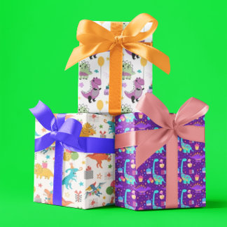 Kids Dinosaur Birthday  Geschenkpapier Set