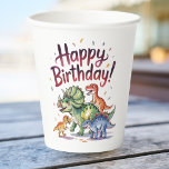 Kids Dinosaur Birthday Pappbecher<br><div class="desc">Dieses niedliche grüne Dinosaurier-Geburtstagsgeschenk-Tasse-Design zeigt bezaubernde Aquarelldinosaurier in verschiedenen Farben. Dieses Design zeigt auch festliche Konfetti sowie den Begriff "glücklicher Geburtstag". Das Hauptfarbschema sind Grüntöne,  Rot und Blues. Genießen Sie dieses lustige Kindergeburtstag Party Papier Cup Design!</div>