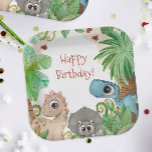 Kids Dinosaur Birthday Pappteller<br><div class="desc">Personalisieren Sie das Geburtstagsjahr auf diesen niedlichen Dinosaurier-Tellern, die großartig für die Geburtstagsparty eines Kindes sind.</div>