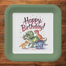 Kids Dinosaur Birthday Pappteller
