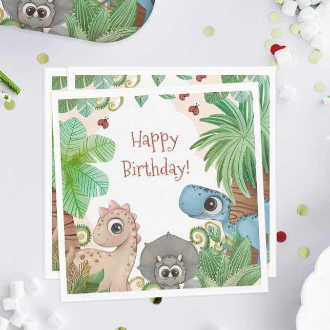 Kids Dinosaur Birthday Serviette (Dinosaur Birthday Party Napkins)