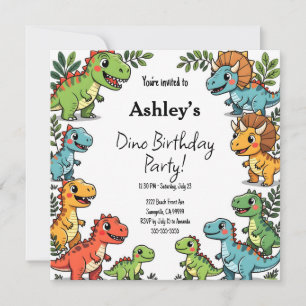 Kids Dinosaur Geburtstagsparty Einladung