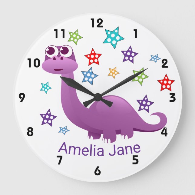 Kids Dinosaur Große Wanduhr (Vorderseite)