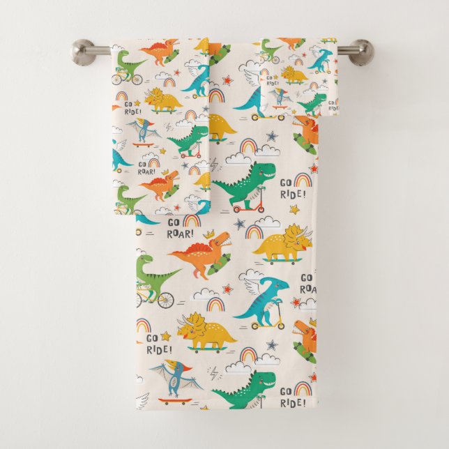 Kids Dinosaur Reisemuster Badhandtuch Set (Insitu)