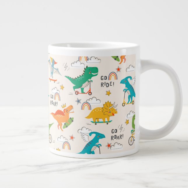 Kids Dinosaur Reisemuster Jumbo-Tasse (Rechts)