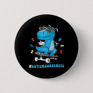 Kids Dinosaur Skateboarding Autismus-Bewusstsein W Button
