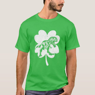 Kids Dinosaur St Patricks Day Boys Kids Shamrock I T-Shirt