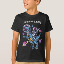 Kids Dinosaur T-Rex Astronaut Name T - Shirt hinzu