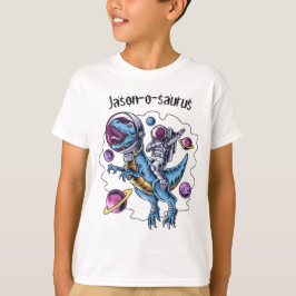 Kids Dinosaur T-Rex Astronaut Name T - Shirt hinzu