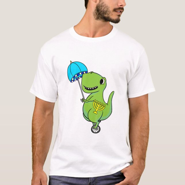 Kids Dinosaur Umbrella Hanukkah Rex Chanukah Jewis T-Shirt (Vorderseite)