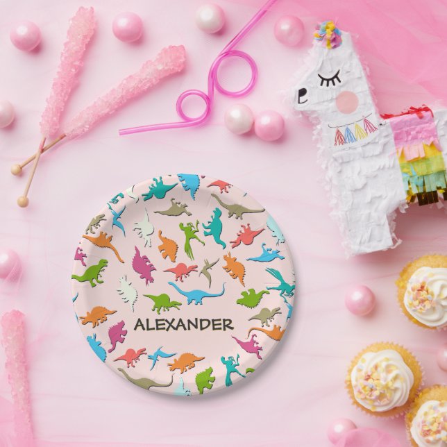 Kid's Dinosaurier Misty Rose Red Party Paper Telle Pappteller (Party)